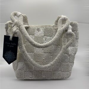 Elegant White Beaded Women's Bag
